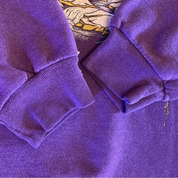 Vintage 90s Jerzees Oregon Winter Christmas Forest Purple Sweatshirt Adult L - Picture 9 of 11